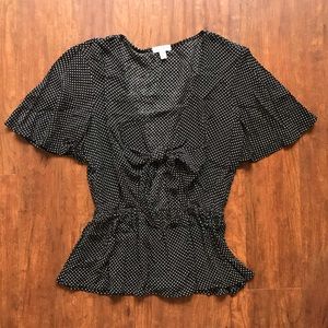 Love Fire Polka Dot Cutout Blouse Size XS
